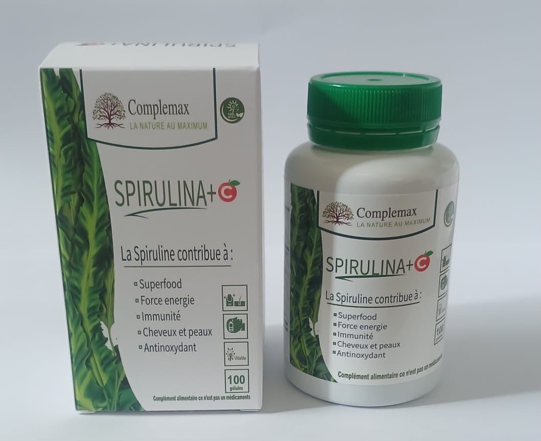 Complemax Spiruline + Vitamine C 400 mg 100 Gélules – Immunité, Énergie et Vitalité